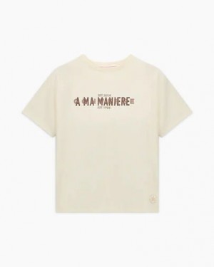 White Converse Converse x A Ma Manière Gold Standard Women T Shirts UK | C-46918259