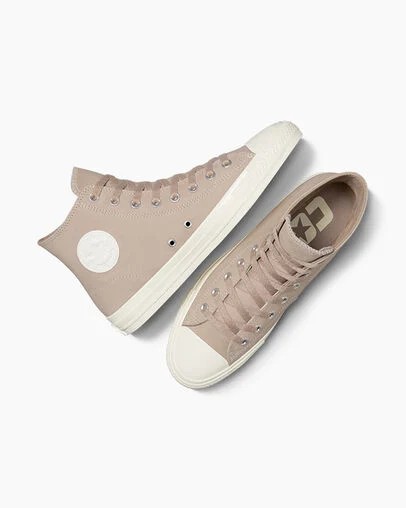 Beige White Converse CONS Chuck Taylor All Star Pro Nubuck Men Sneakers UK | C-31750469