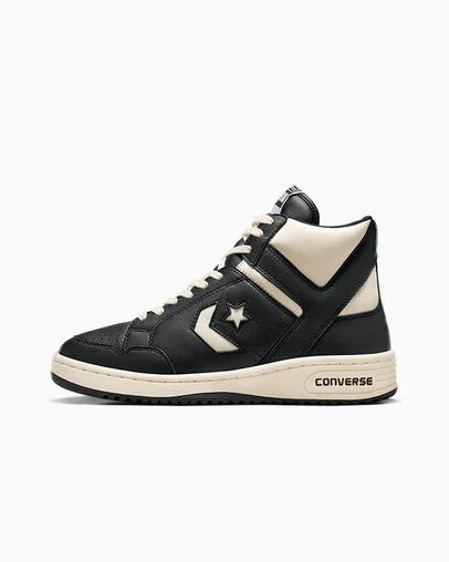 Black / Beige White / Black Converse Weapon Leather Women Boots UK | C-91482079