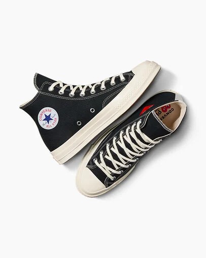 Black / Red Converse PLAY Comme des Garçons Single Heart Chuck 70 Men Sneakers UK | C-86739059