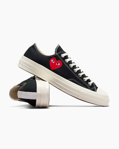 Black / Red Converse PLAY Comme des Garçons Single Heart Chuck 70 Men Sneakers UK | C-83092479