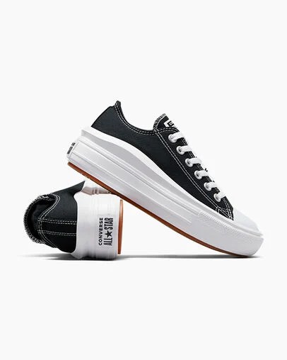 Black / White Converse Chuck Taylor All Star Move Women Platform Shoes UK | C-16837529