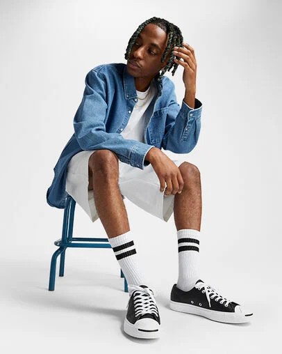 Black / White Converse Jack Purcell Leather Men Tennis Shoes UK | C-58934019