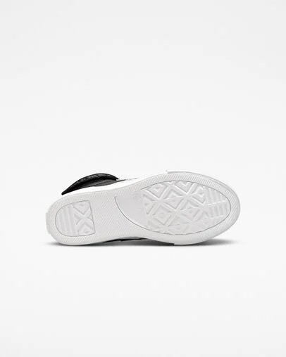 Black / White Converse Pro Blaze Strap Leather Kids' Sneakers UK | C-95678439