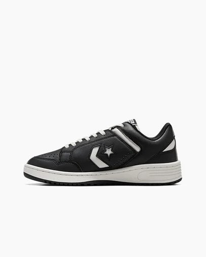 Black / White Converse Weapon Leather Women Basketball Shoes UK | C-10285739