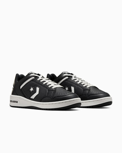 Black / White Converse Weapon Leather Women Basketball Shoes UK | C-10285739