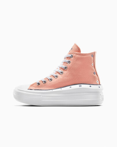 Coral / White Converse Chuck Taylor All Star Move Women Platform Shoes UK | C-54791829