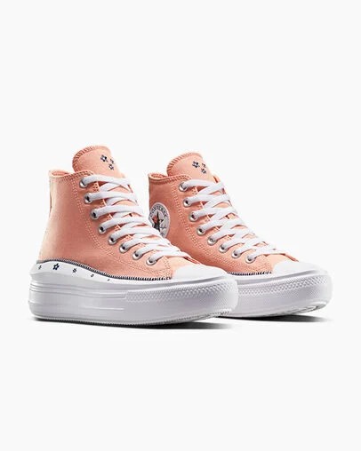 Coral / White Converse Chuck Taylor All Star Move Women Platform Shoes UK | C-54791829