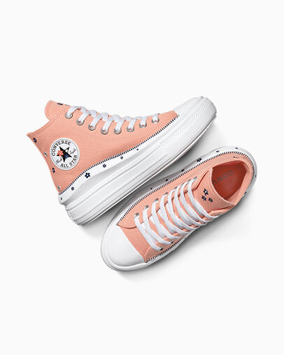 Coral / White Converse Chuck Taylor All Star Move Women Platform Shoes UK | C-54791829