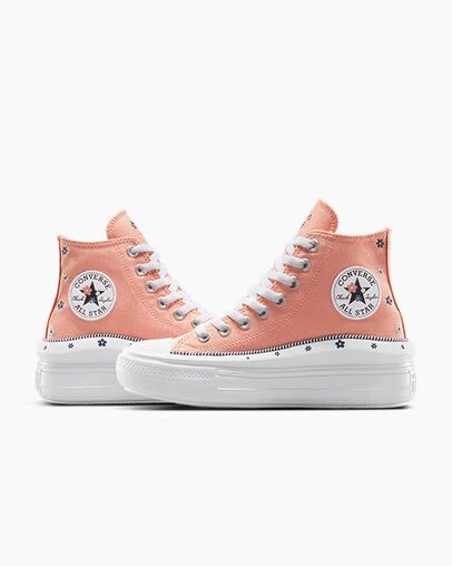 Coral / White Converse Chuck Taylor All Star Move Women Platform Shoes UK | C-54791829