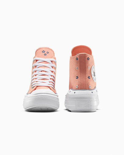 Coral / White Converse Chuck Taylor All Star Move Women Platform Shoes UK | C-54791829
