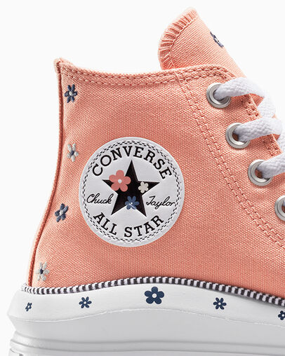 Coral / White Converse Chuck Taylor All Star Move Women Platform Shoes UK | C-54791829