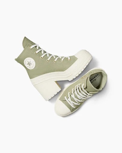 Dark Green / Gold Converse Chuck 70 De Luxe Heel Women Platform Shoes UK | C-27431609