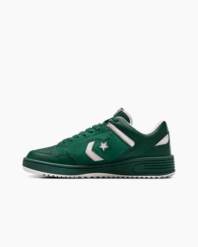 Green Converse Weapon Leather Men Basketball Shoes UK | C-19367859