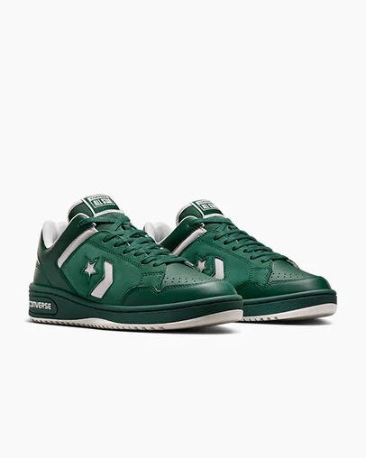 Green Converse Weapon Leather Men Basketball Shoes UK | C-19367859