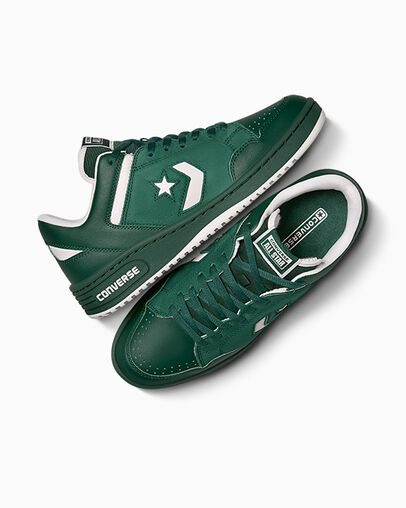 Green Converse Weapon Leather Men Basketball Shoes UK | C-19367859