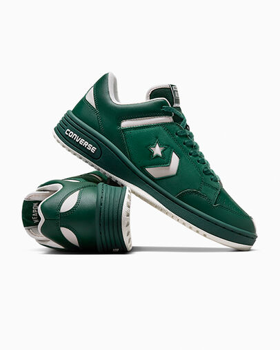 Green Converse Weapon Leather Men Basketball Shoes UK | C-19367859