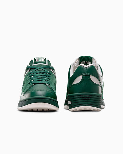 Green Converse Weapon Leather Men Basketball Shoes UK | C-19367859