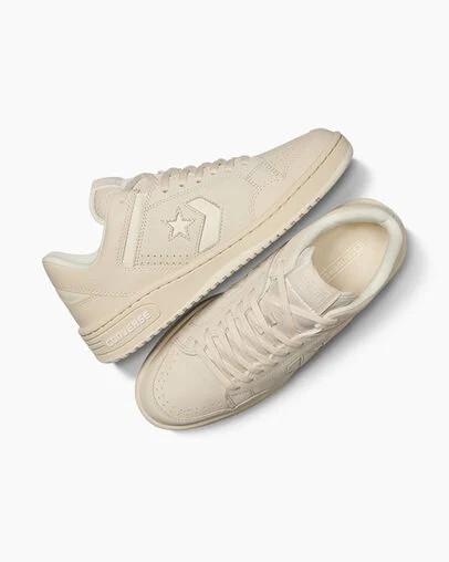 Light Beige Converse Weapon Leather Women Basketball Shoes UK | C-87469329