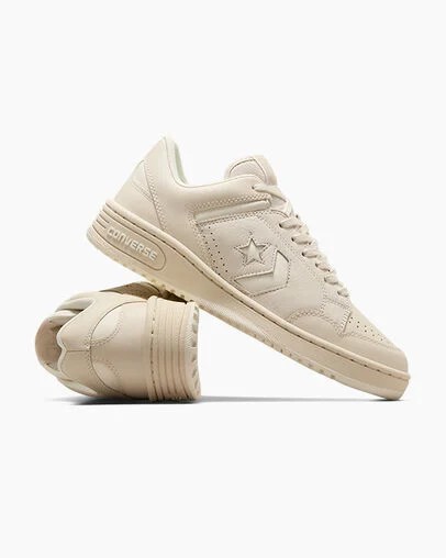 Light Beige Converse Weapon Leather Women Basketball Shoes UK | C-87469329