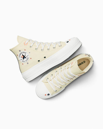 Light Beige / White / Coral Converse Chuck Taylor All Star Lift Women Platform Shoes UK | C-19705849