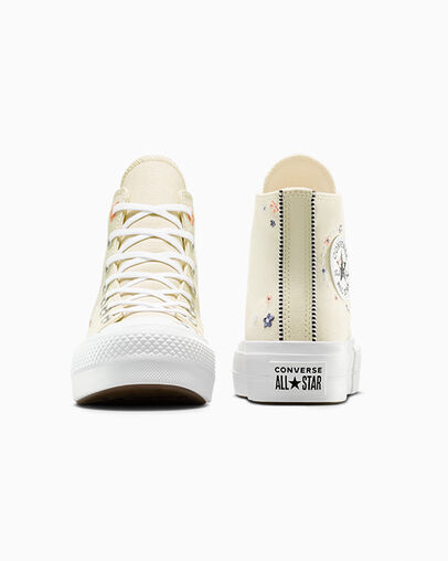 Light Beige / White / Coral Converse Chuck Taylor All Star Lift Women Platform Shoes UK | C-19705849
