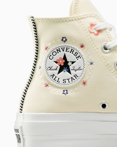 Light Beige / White / Coral Converse Chuck Taylor All Star Lift Women Platform Shoes UK | C-19705849