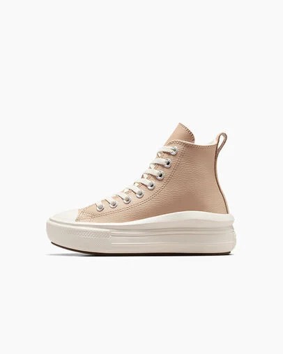 Light Brown Converse Chuck Taylor All Star Move Leather Kids' Sneakers UK | C-83651029