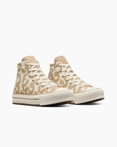 Multicolor Converse Chuck Taylor All Star EVA Lift Leopard Kids' Sneakers UK | C-19807349