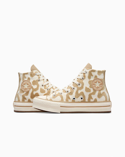Multicolor Converse Chuck Taylor All Star EVA Lift Leopard Kids' Sneakers UK | C-19807349
