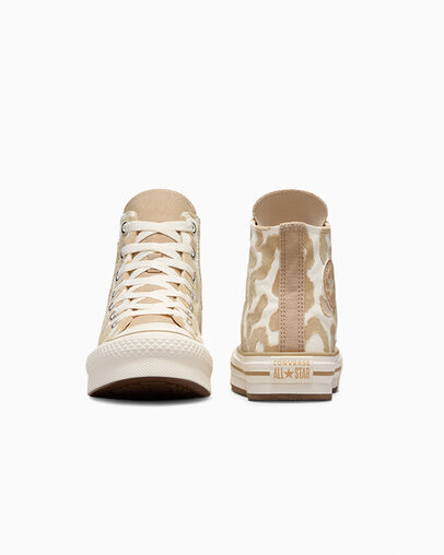 Multicolor Converse Chuck Taylor All Star EVA Lift Leopard Kids' Sneakers UK | C-19807349
