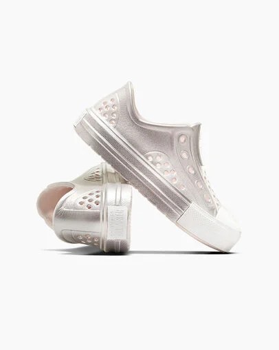 Pink / Silver / White Converse Chuck Taylor All Star Play Lite CX Metallic Kids' Sneakers UK | C-57841069
