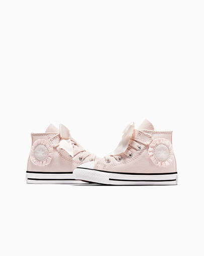 Pink / White Converse Chuck Taylor All Star Ruffles & Bows Easy-On Kids' Sneakers UK | C-78152039