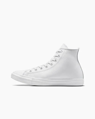 White Converse Chuck Taylor All Star Leather Men Sneakers UK | C-27518949