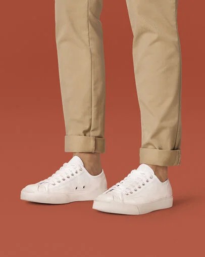 White Converse Jack Purcell Leather Men Tennis Shoes UK | C-35042919