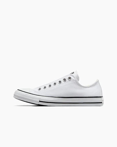 White / Black Converse Chuck Taylor All Star Women Slip On Shoes UK | C-59613249