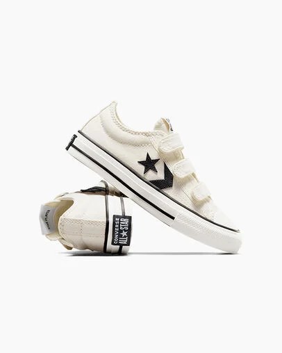 White / Black Converse Star Player 76 Kids' Sneakers UK | C-87965439