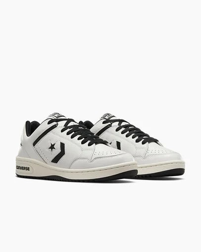 White / Black Converse Weapon Leather Men Tennis Shoes UK | C-57629039
