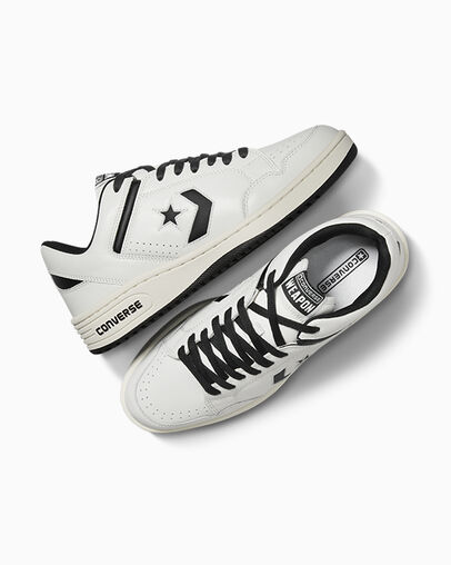 White / Black Converse Weapon Leather Men Tennis Shoes UK | C-57629039