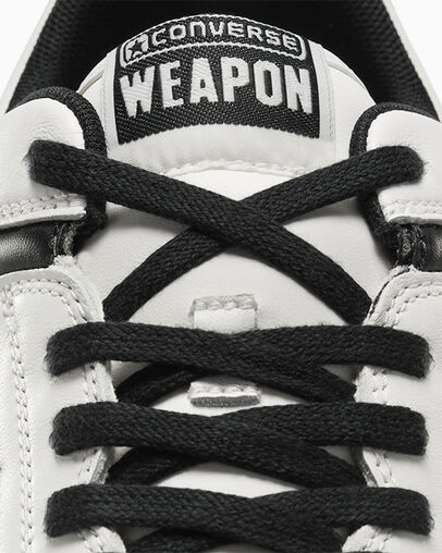 White / Black Converse Weapon Leather Men Tennis Shoes UK | C-57629039
