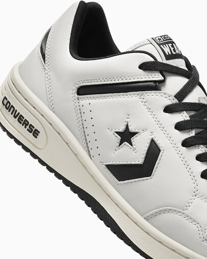 White / Black Converse Weapon Leather Men Tennis Shoes UK | C-57629039