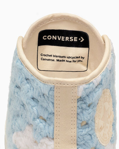 White / Black / Multicolor Converse Upcycle Chuck 70 Crochet Blankets Men Sneakers UK | C-64950819