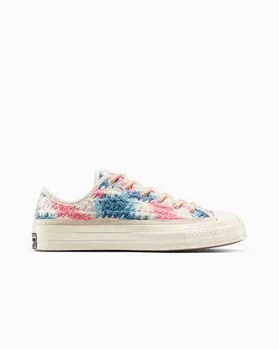 White / Black / Multicolor Converse Upcycle Chuck 70 Crochet Blankets Men Tennis Shoes UK | C-78350969