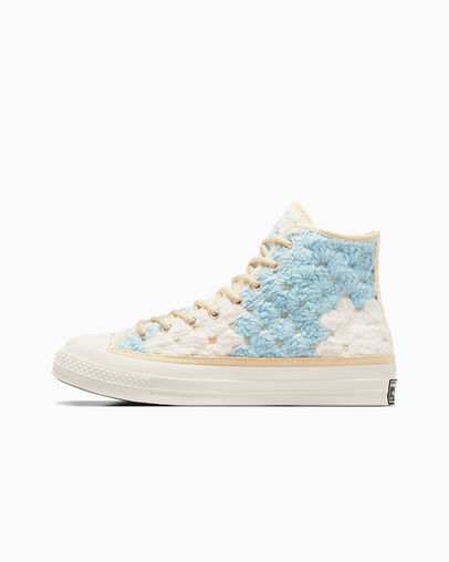 White / Black / Multicolor Converse Upcycle Chuck 70 Crochet Blankets Men Sneakers UK | C-92304789