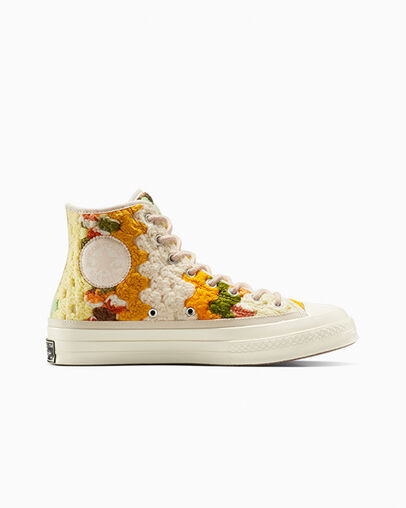 White / Black / Multicolor Converse Upcycle Chuck 70 Crochet Blankets Men Sneakers UK | C-92304789