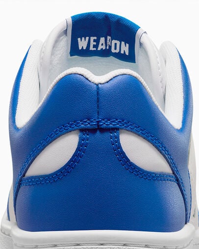 White / Blue Converse Weapon Leather Women Basketball Shoes UK | C-69403289