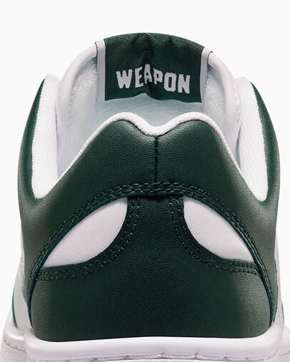 White / Deep Turquoise Converse Weapon Leather Men Basketball Shoes UK | C-30914659