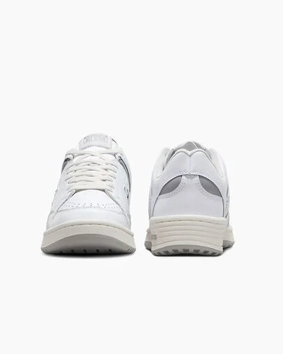 White / Grey Converse Weapon Leather Women Basketball Shoes UK | C-78063499