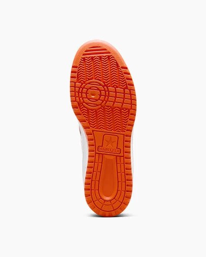 White / Orange Converse Weapon Leather Women Basketball Shoes UK | C-30542769