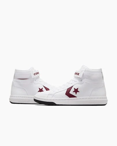 White / Pink Converse Pro Blaze V2 Leather Women Basketball Shoes UK | C-15274899
